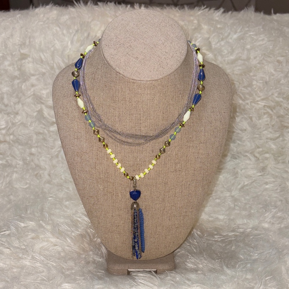 Stella & Dot Azure Tassle Beaded Necklace